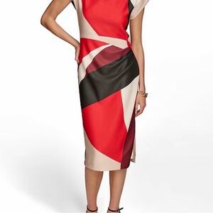 Donna Karen Sheath Color block Dress